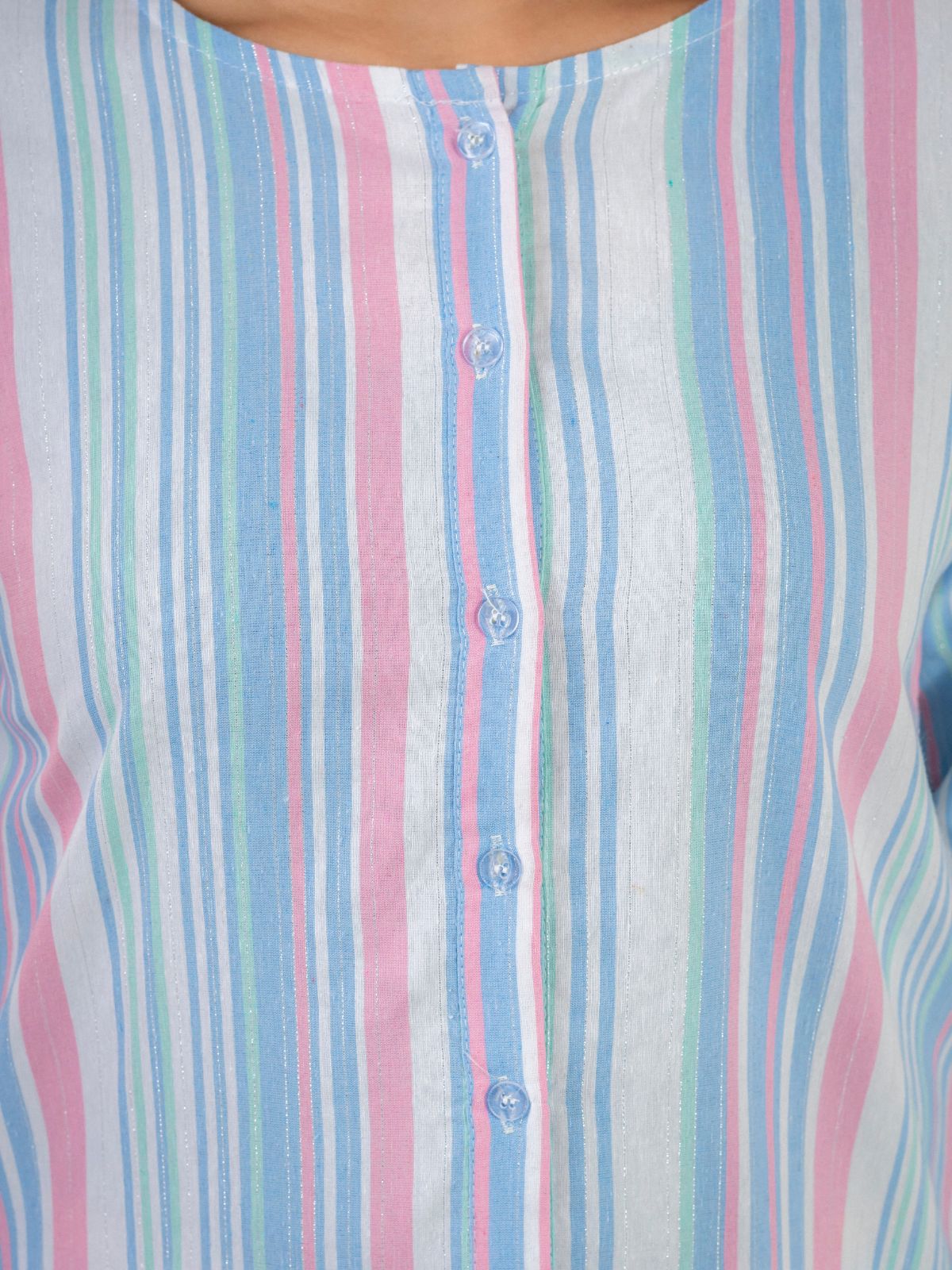 Blue Rainbow Stripe Cotton Shirts