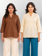 Brown & Cream Cotton Comfort Tops Combo