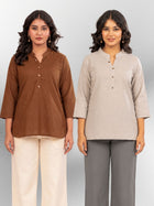 Brown & Grey Cotton Comfort Tops Combo