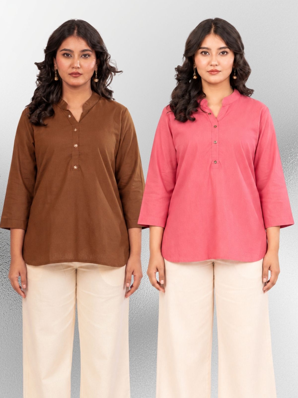 Brown & MauvePink Cotton Comfort Tops Combo