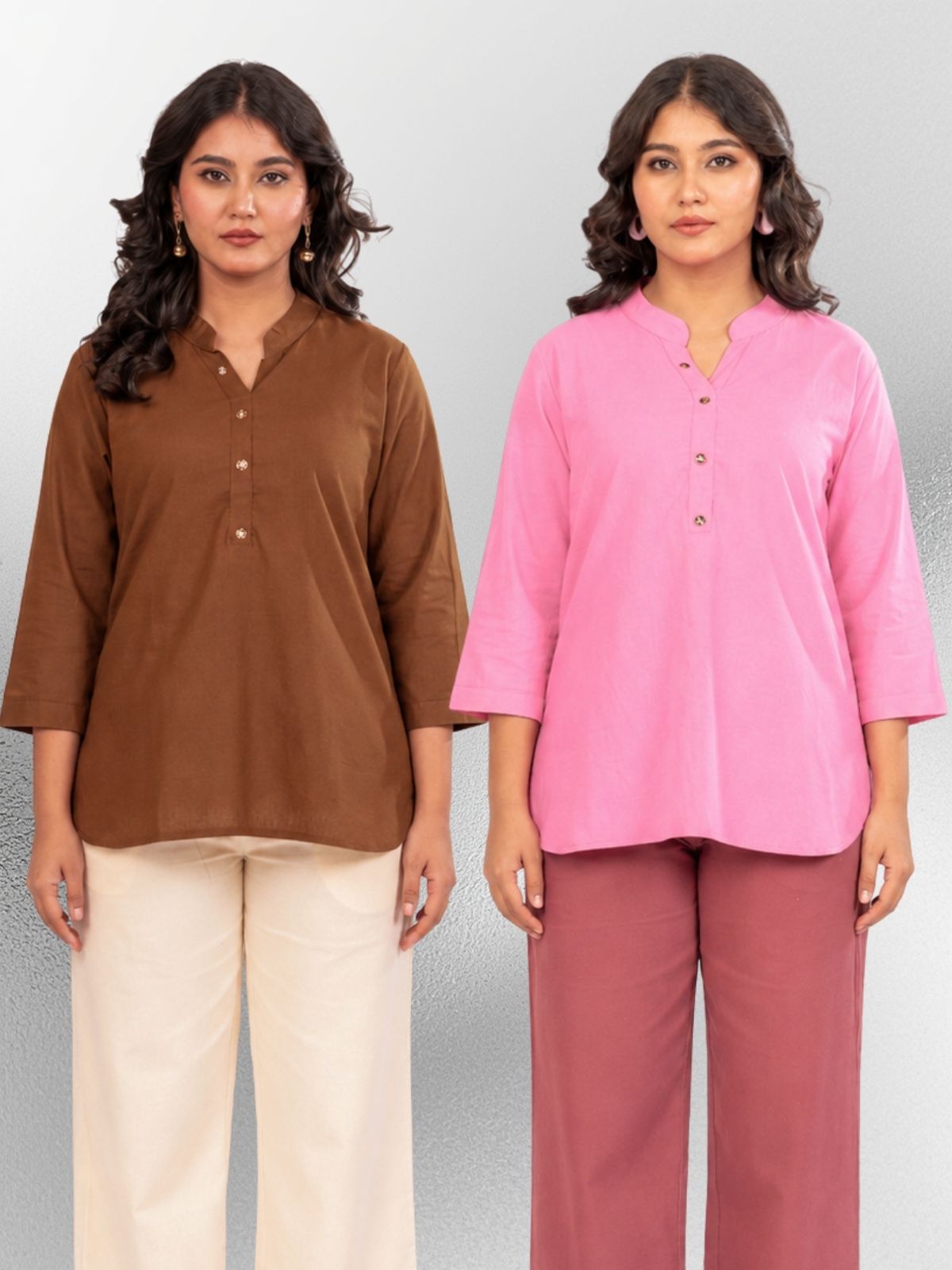 Brown & Pink Cotton Comfort Tops Combo