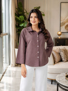 Chocolate Cotton bell Sleeves Shirts