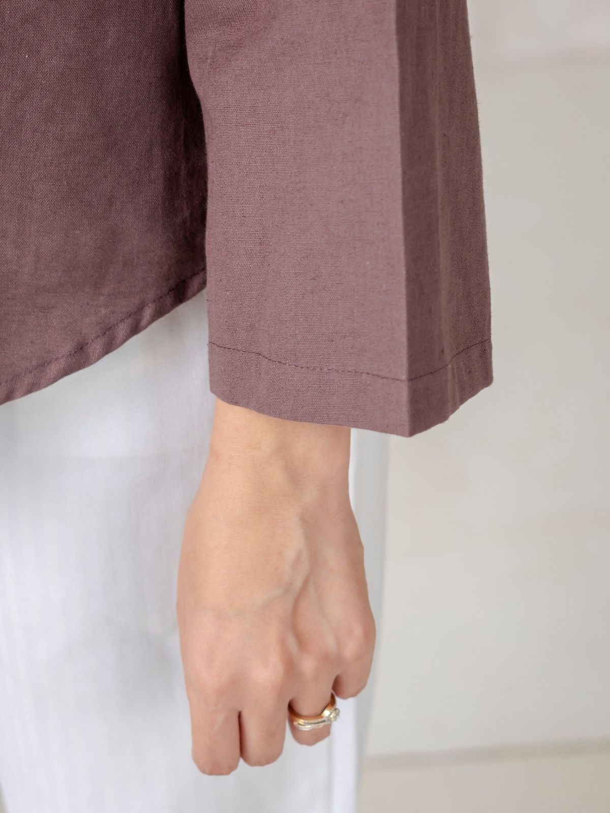 Chocolate Cotton bell Sleeves Shirts