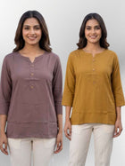 Women Coffee & Camel Rayon Short Kurti