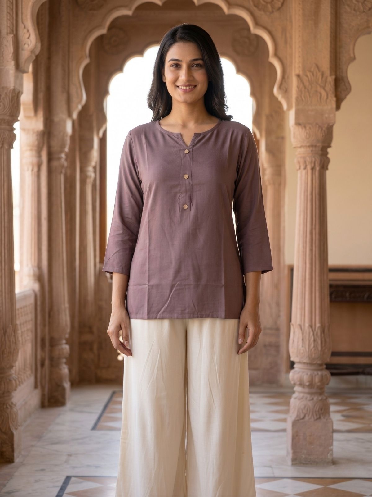 Women Coffee Rayon Short Kurti