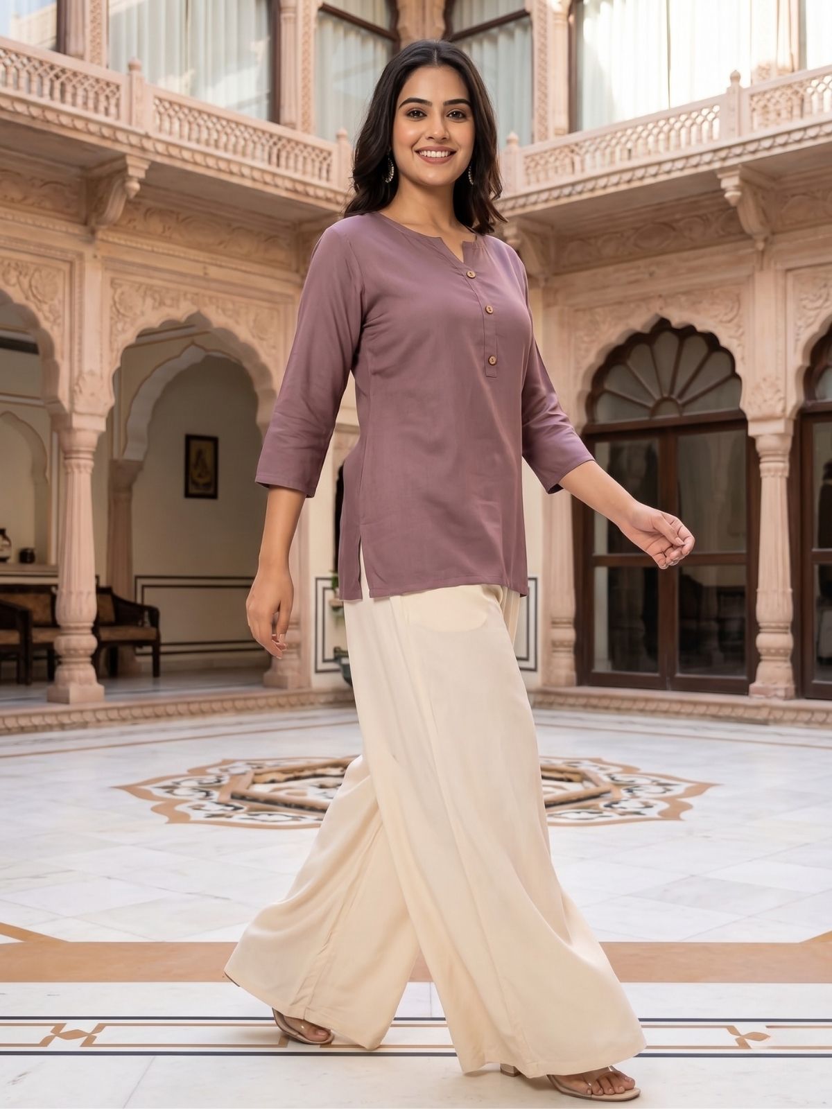 Women Coffee Rayon Short Kurti