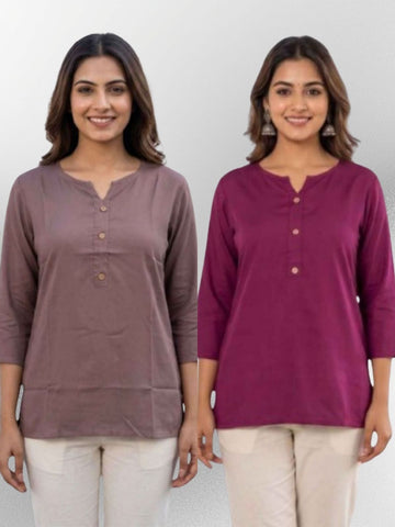 Women Coffee & Wine Rayon Short Kurti