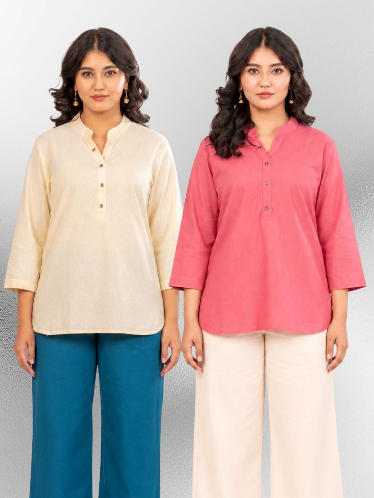 Cream & MauvePink Cotton Comfort Tops Combo