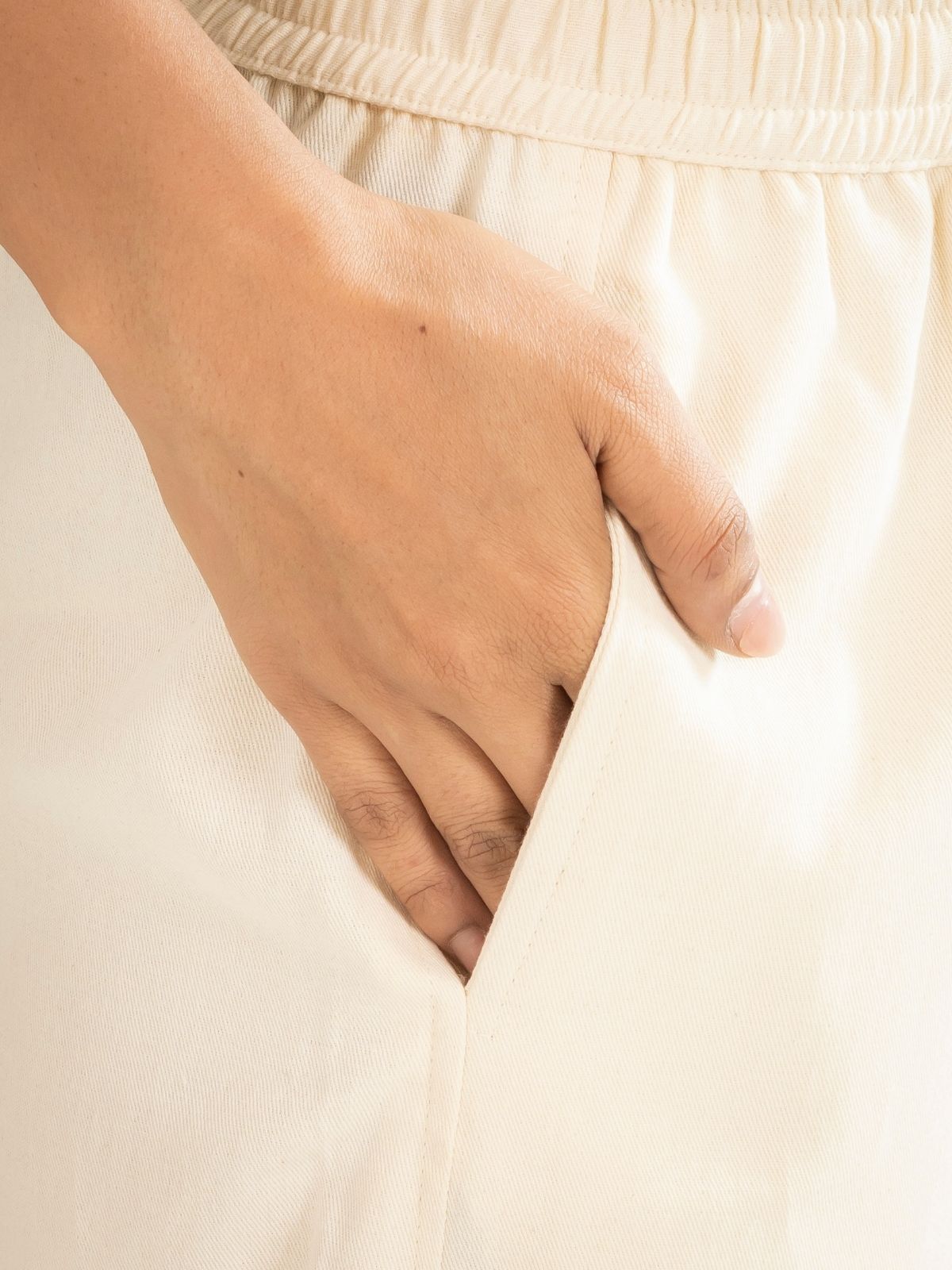 Cream Cotton Twill Pajama Pants