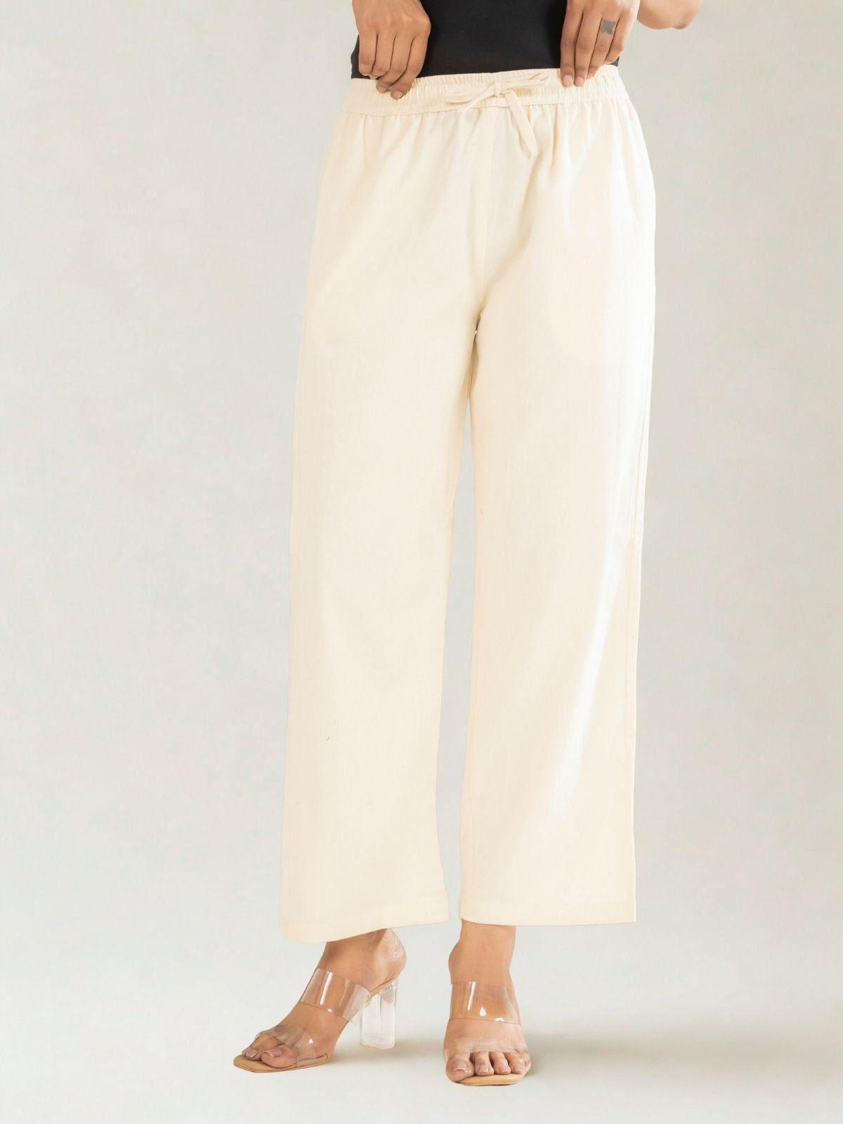 Cream Cotton Twill Pajama Pants