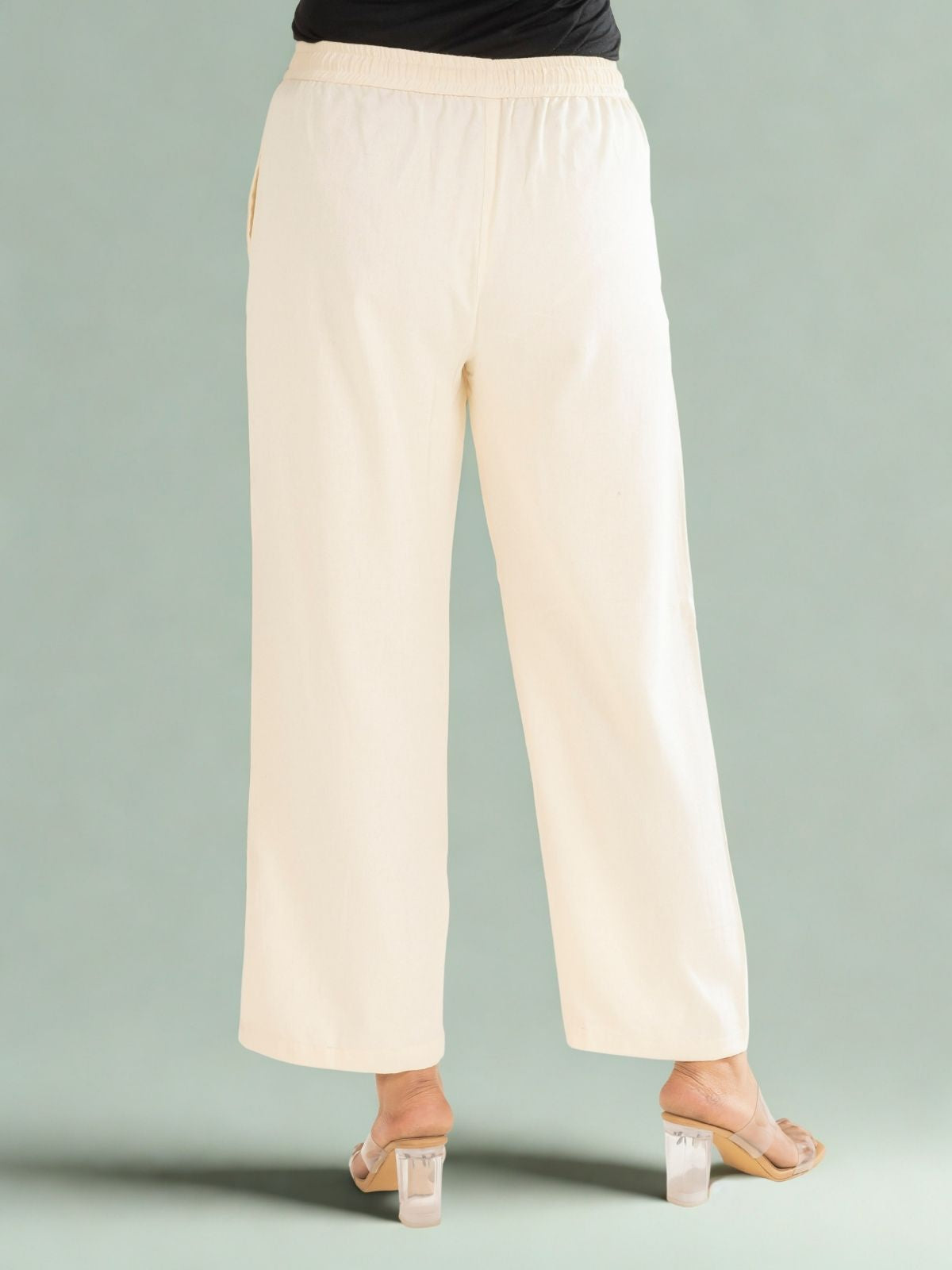 Cream Cotton Twill Pajama Pants