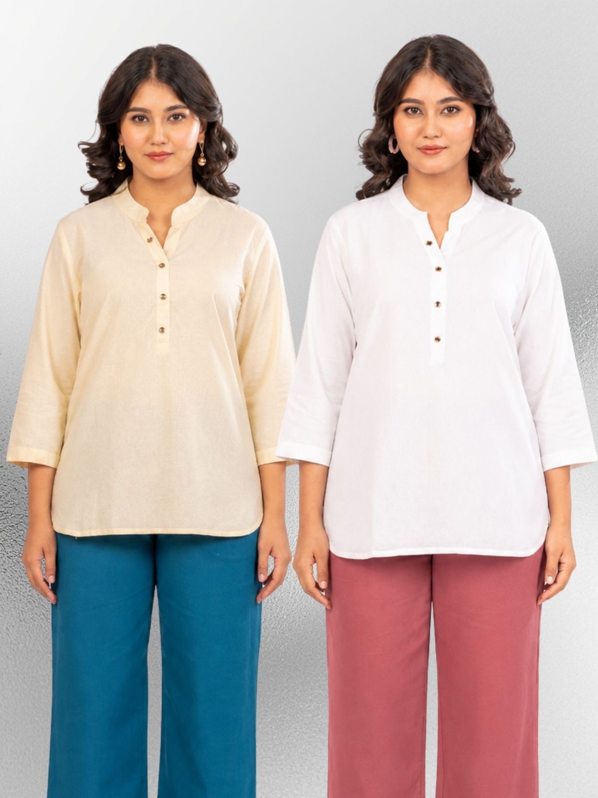Cream & White Cotton Comfort Tops Combo