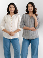 Dark Brown & Dark Grey Striped Shirts Combo