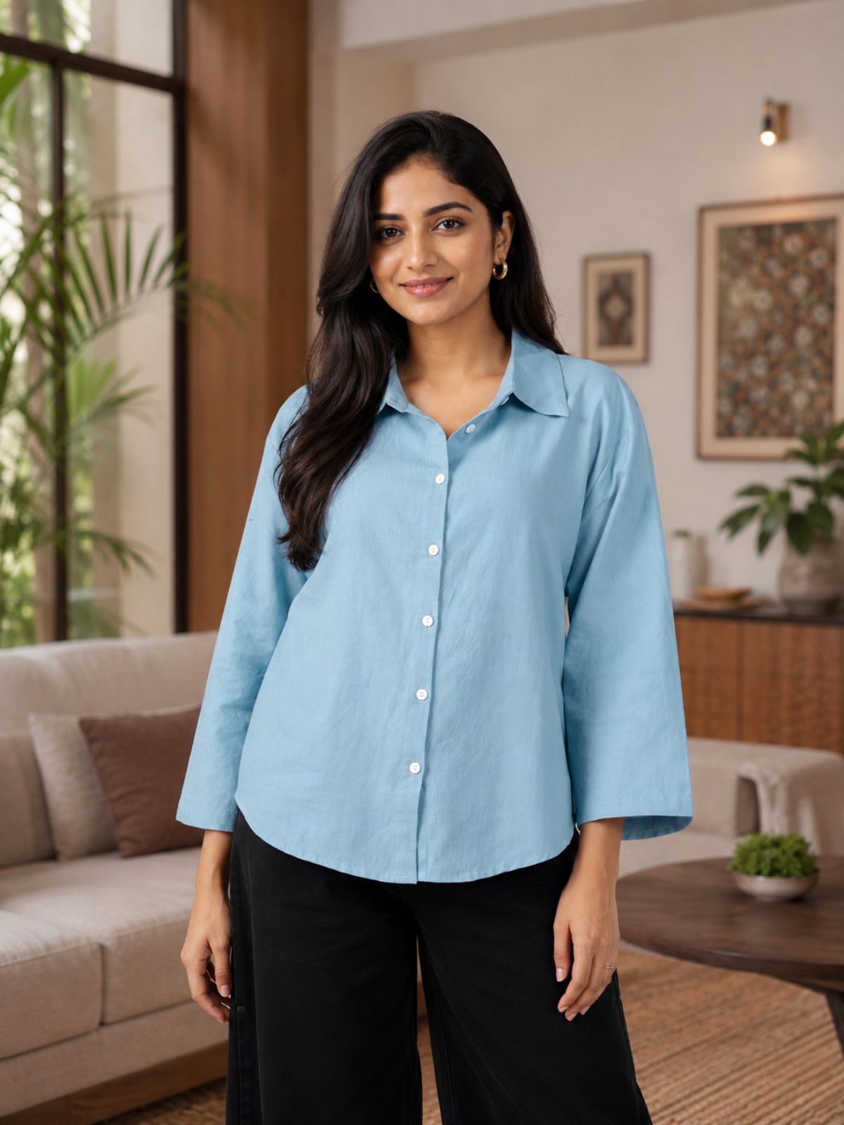 Firozi Cotton bell Sleeves Shirts