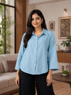 Firozi Cotton bell Sleeves Shirts