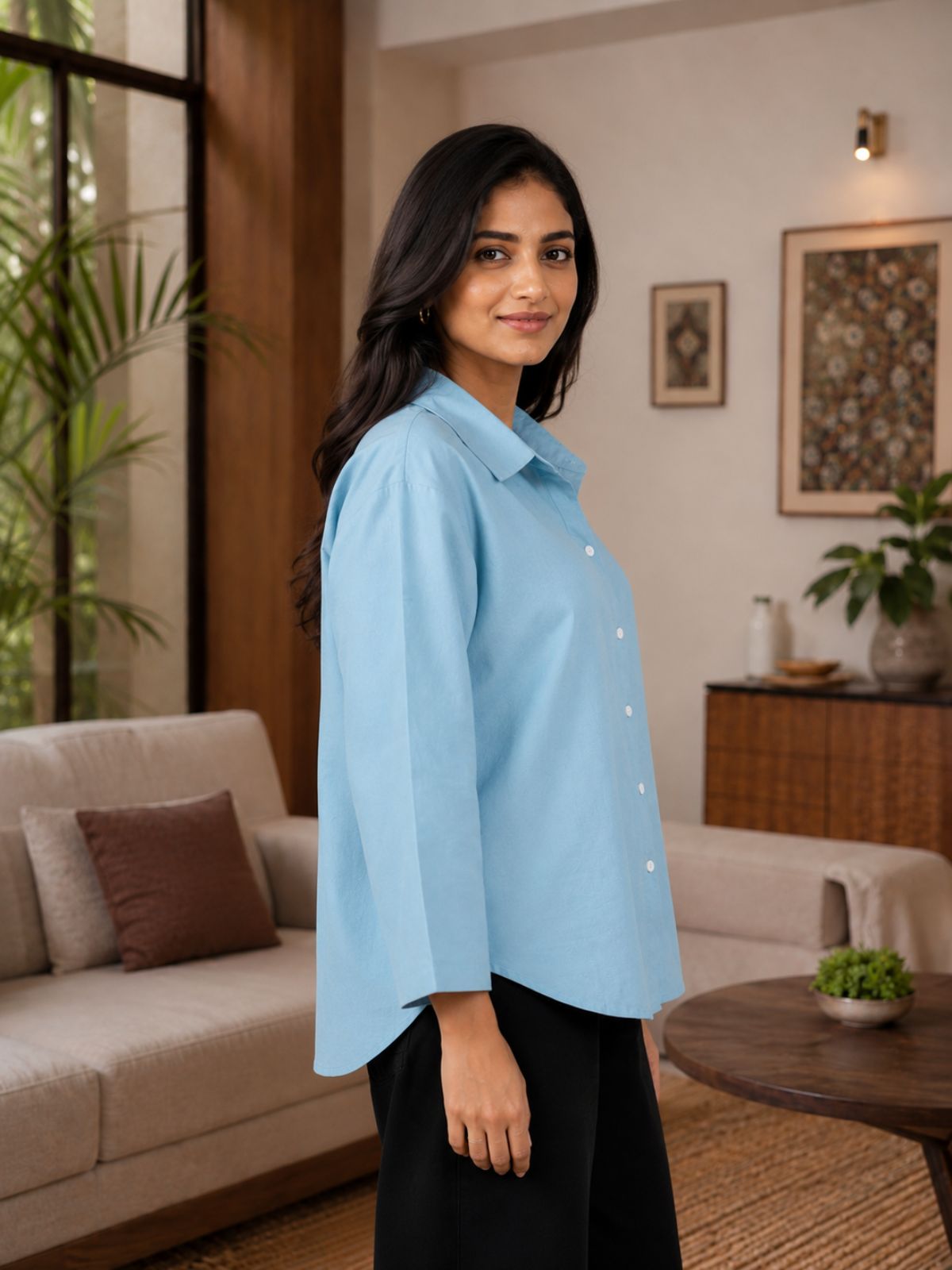Firozi Cotton bell Sleeves Shirts