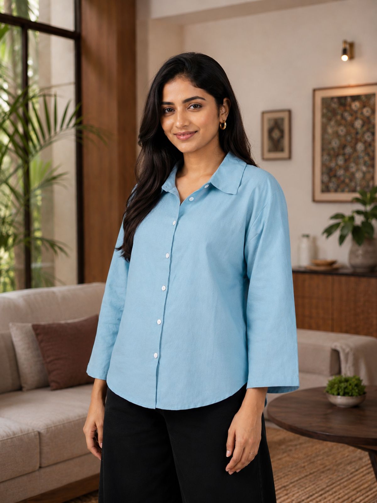 Firozi Cotton bell Sleeves Shirts