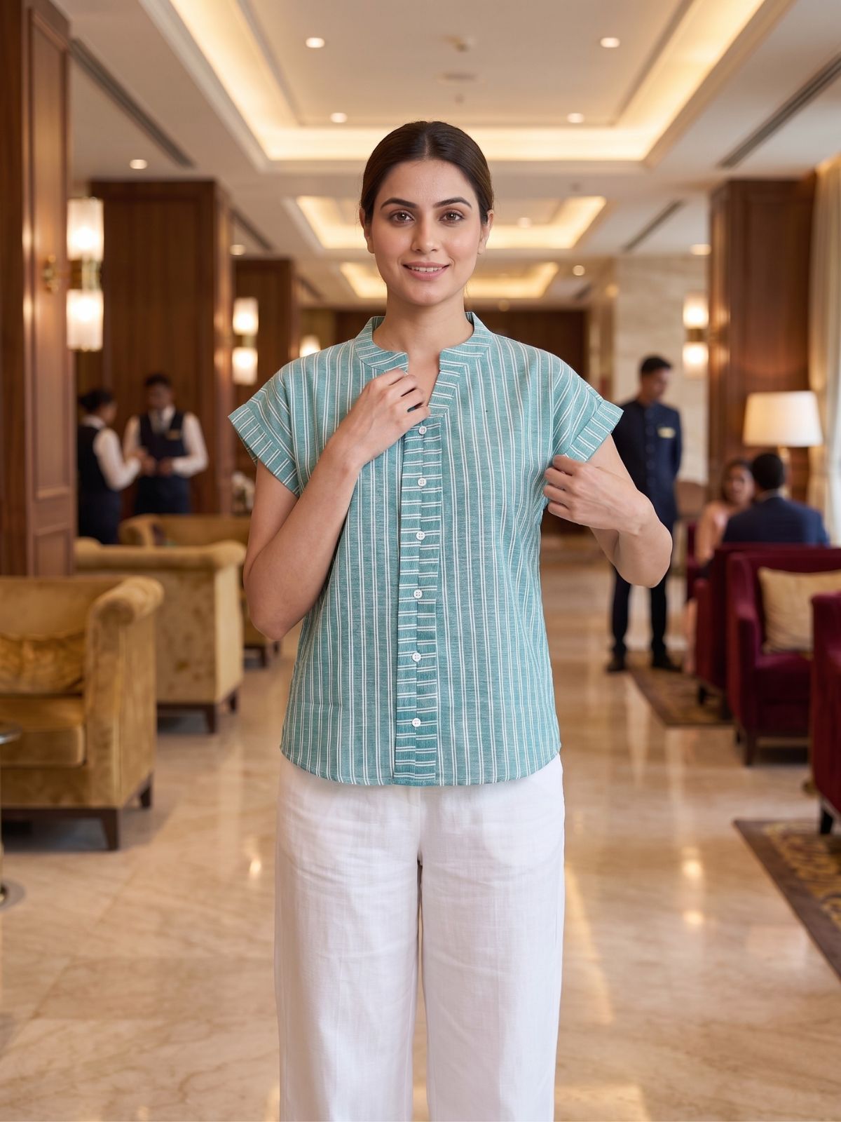Green Stripe Cotton Top