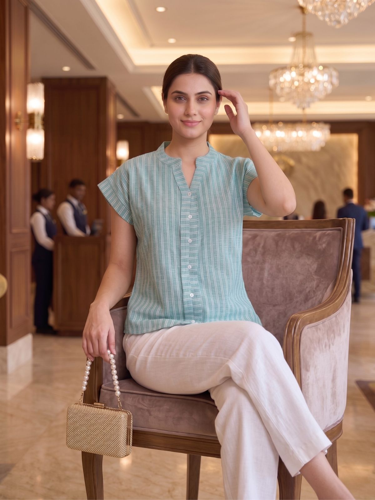 Green Stripe Cotton Top