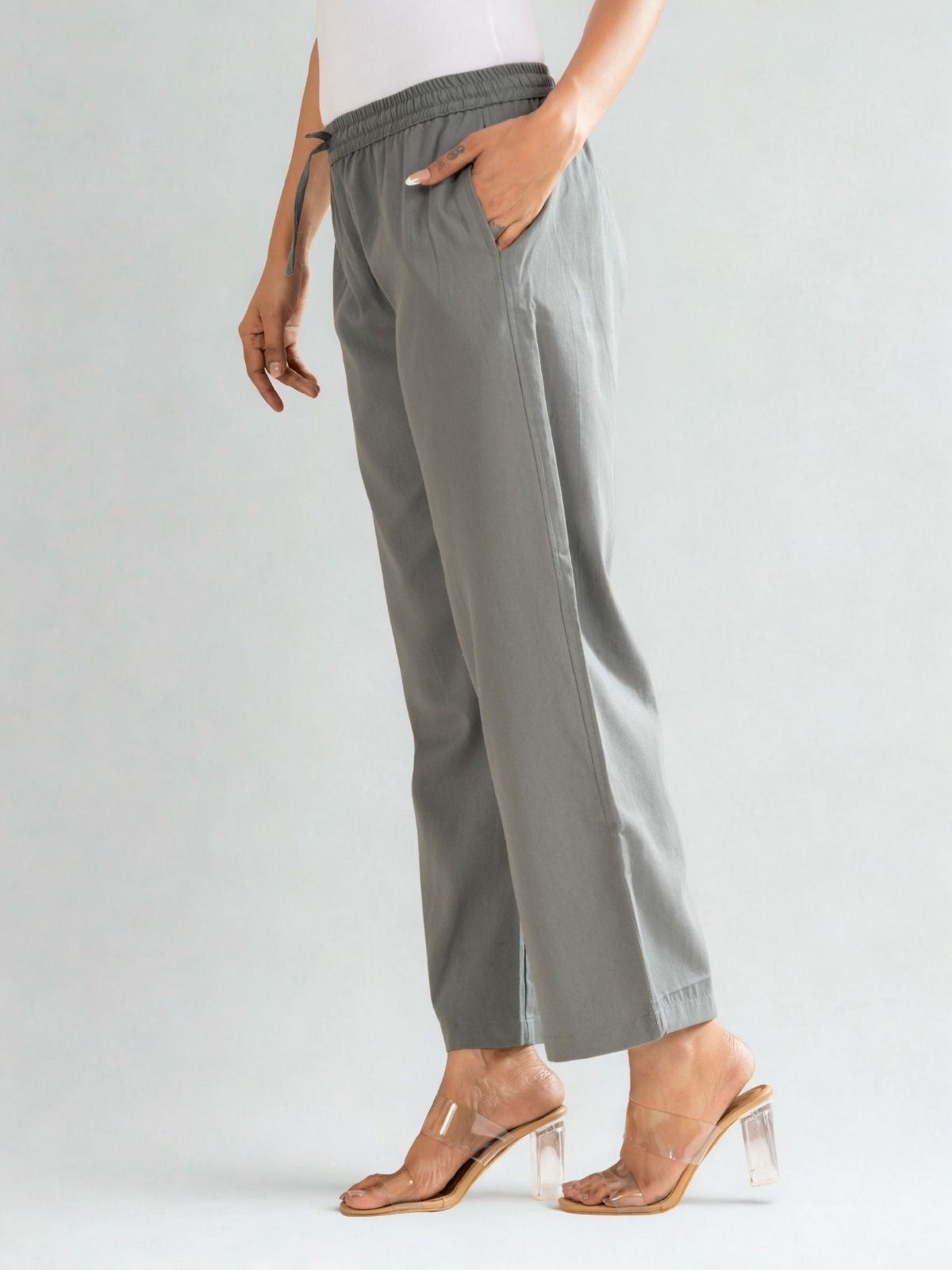 Grey Cotton Twill Pajama Pants