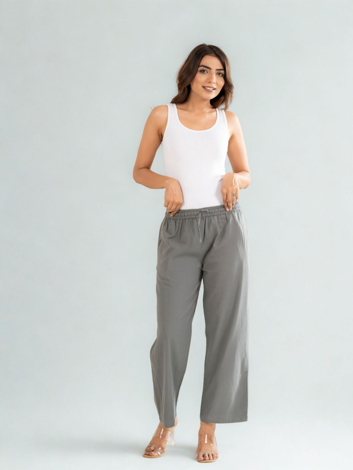 Grey Cotton Twill Pajama Pants