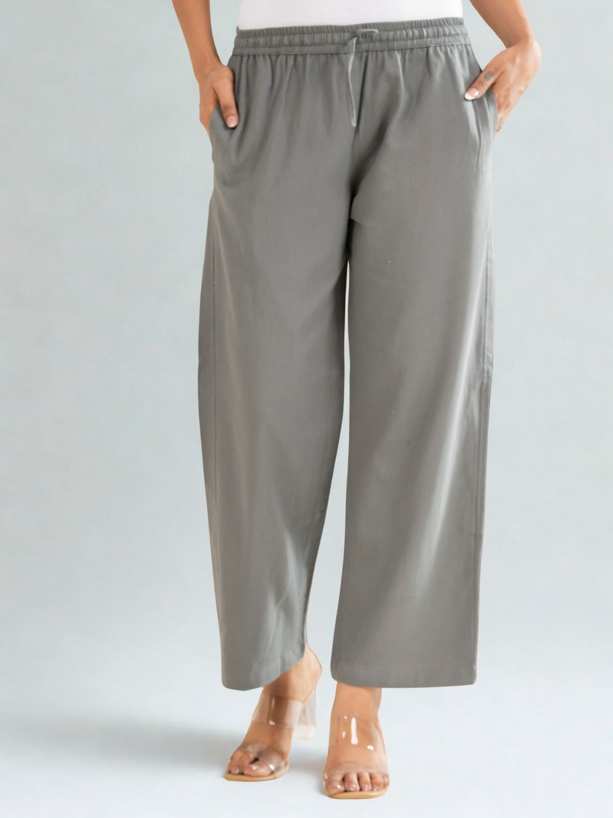 Grey Cotton Twill Pajama Pants