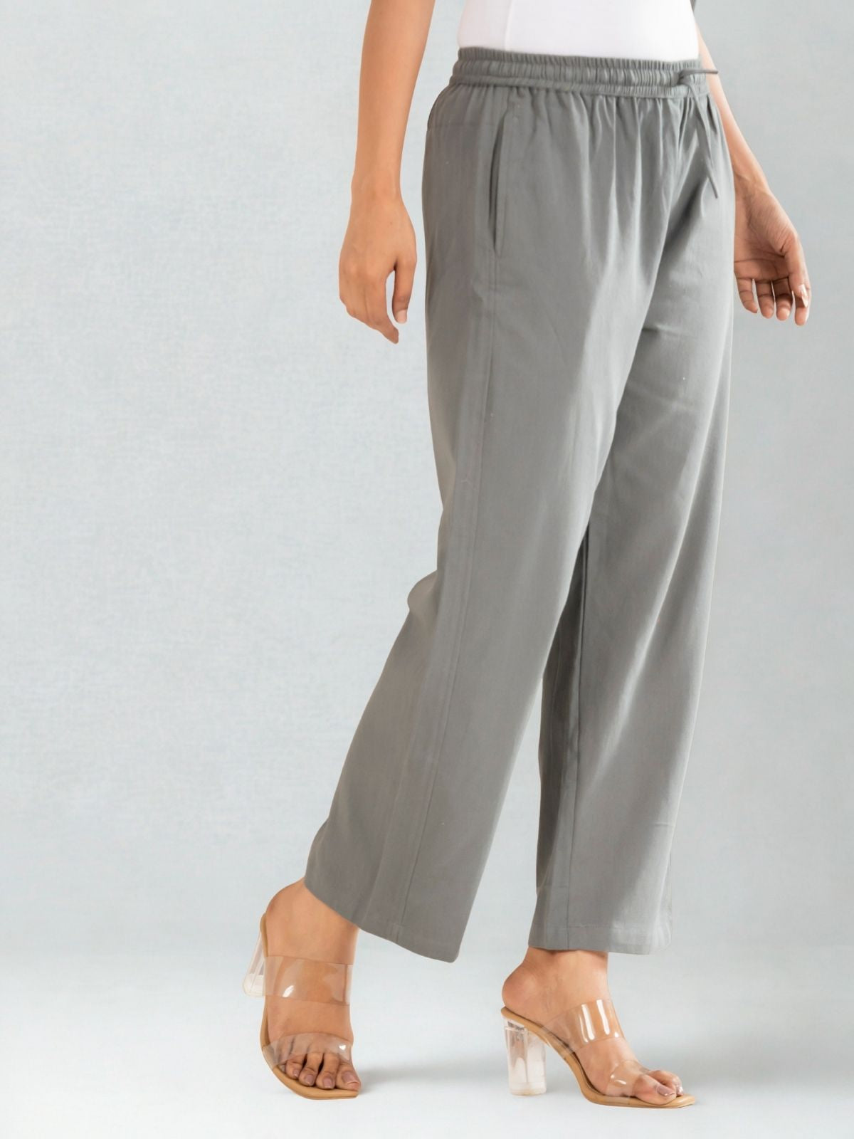 Grey Cotton Twill Pajama Pants
