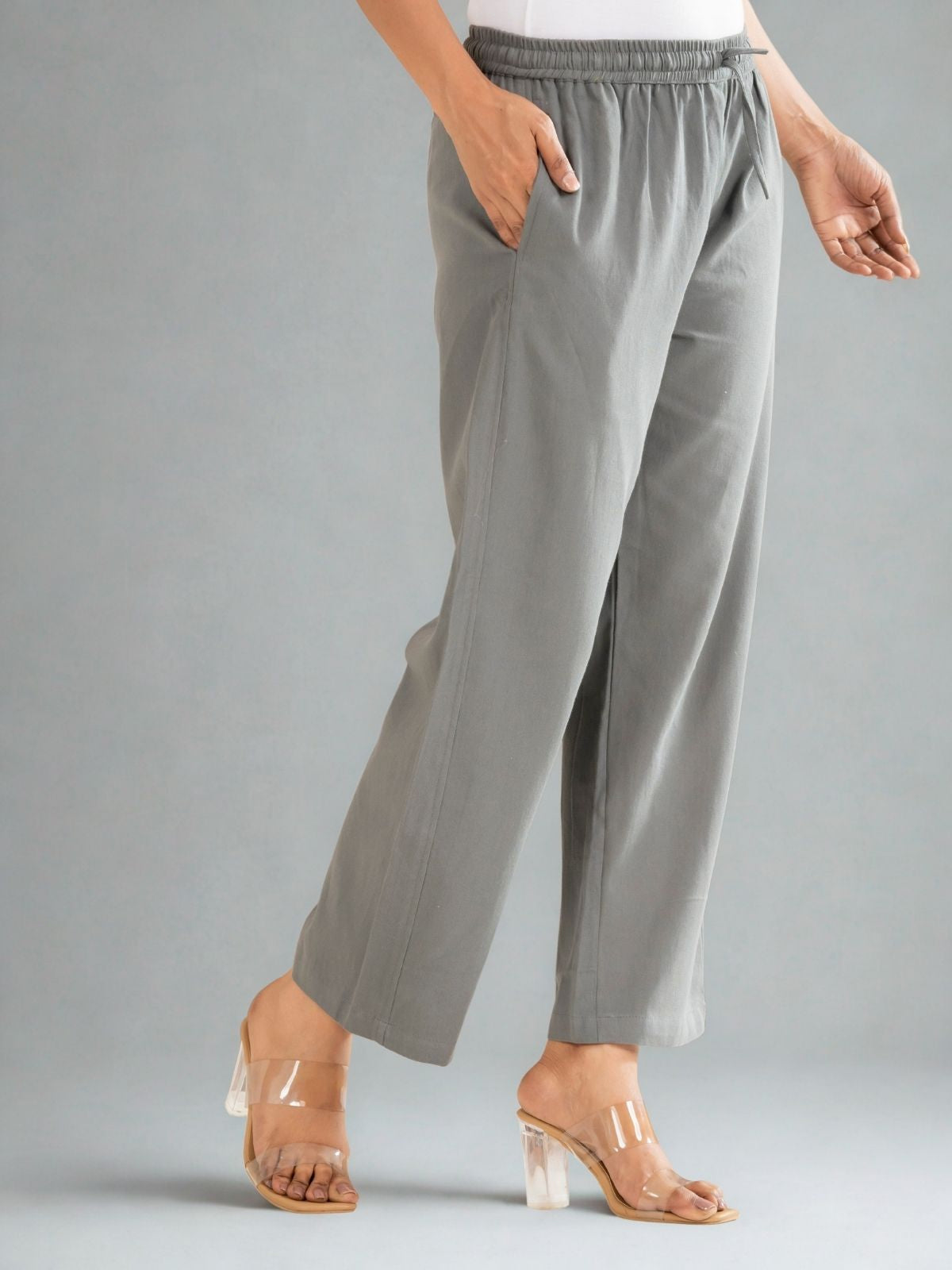 Grey Cotton Twill Pajama Pants