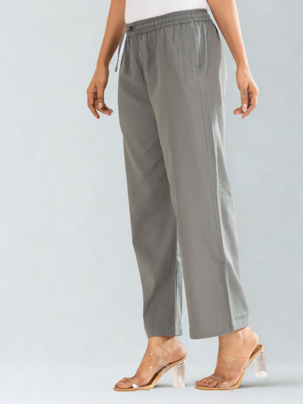 Grey Cotton Twill Pajama Pants