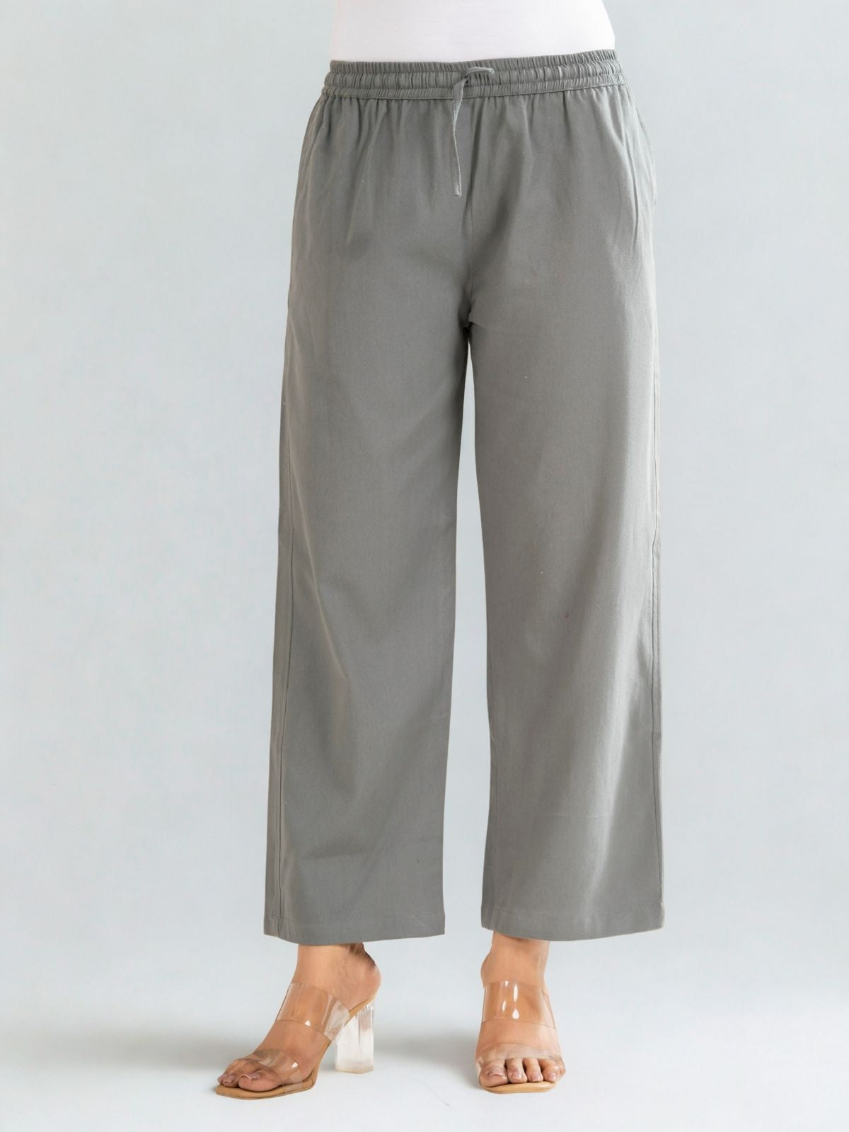Grey Cotton Twill Pajama Pants