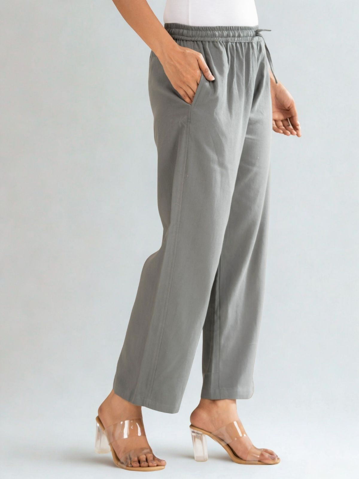 Grey Cotton Twill Pajama Pants