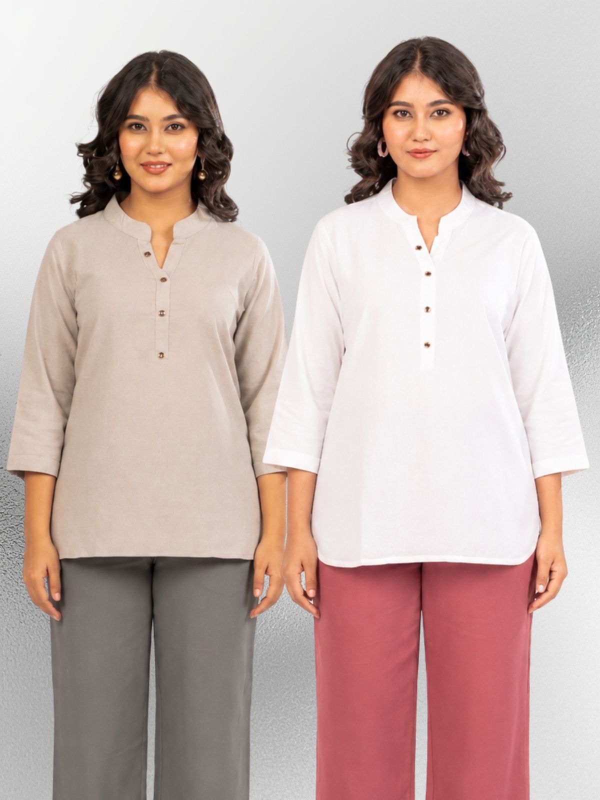 Grey & White Cotton Comfort Tops Combo