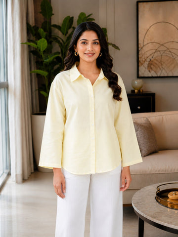 Lemon Cotton bell Sleeves Shirts