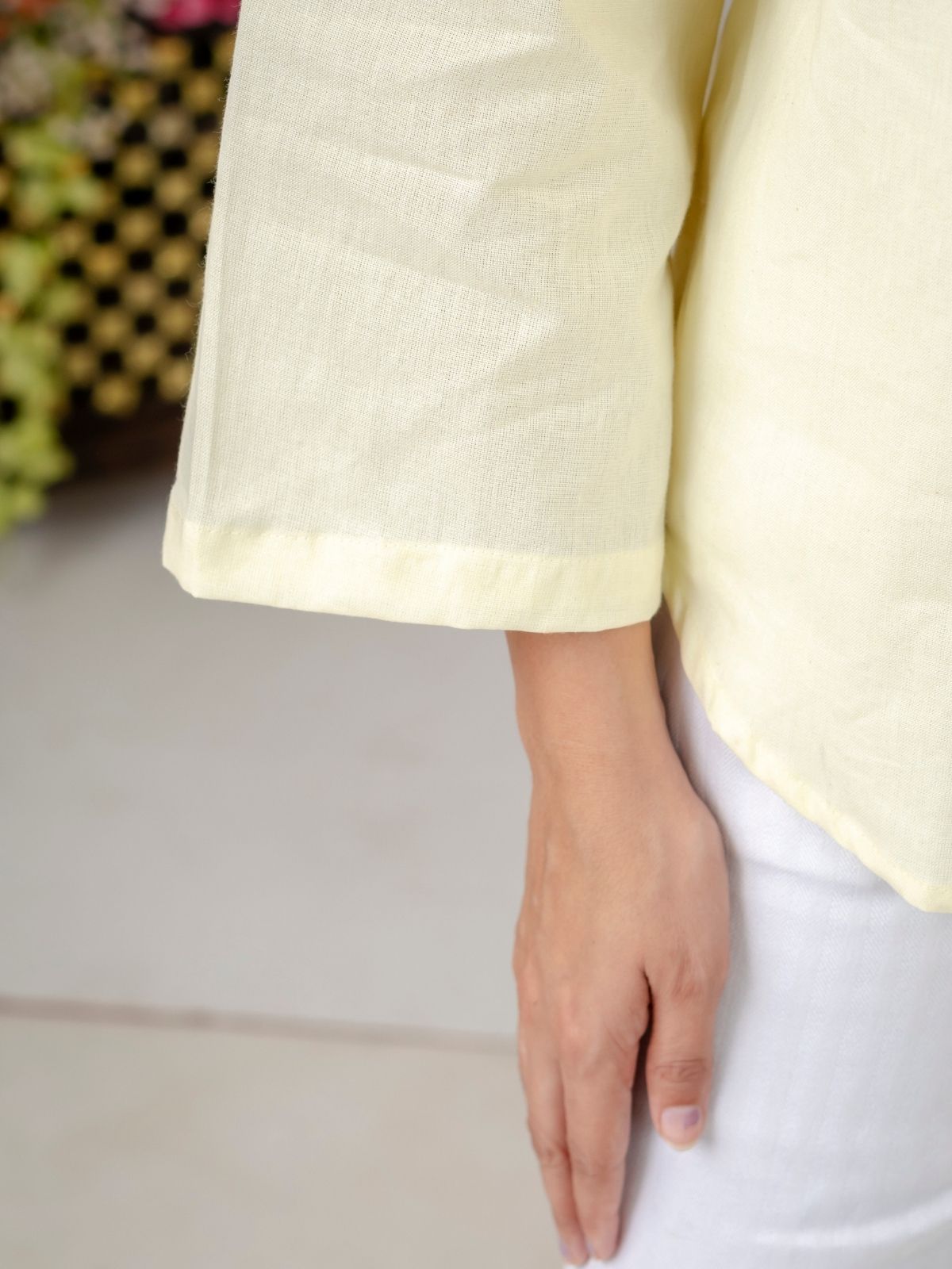 Lemon Cotton bell Sleeves Shirts
