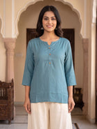 Women Light Grey Rayon Short Kurti