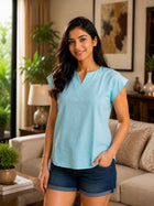 Light Green Cotton Blends Top