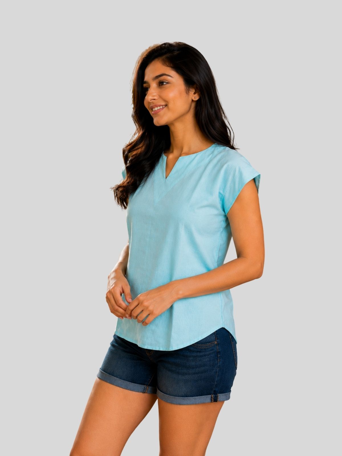 Cream & Light Green Cotton Blends Tops Combo