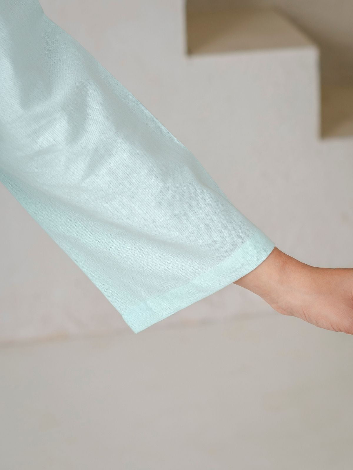 Light Blue Cotton bell Sleeves Shirts