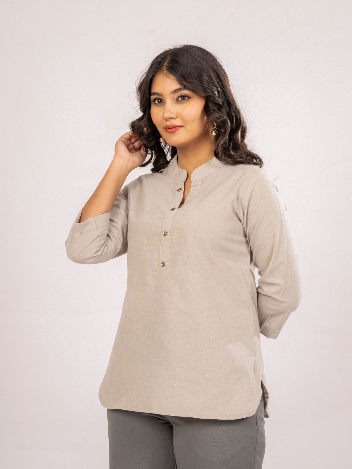Light Grey Cotton Comfort Tops
