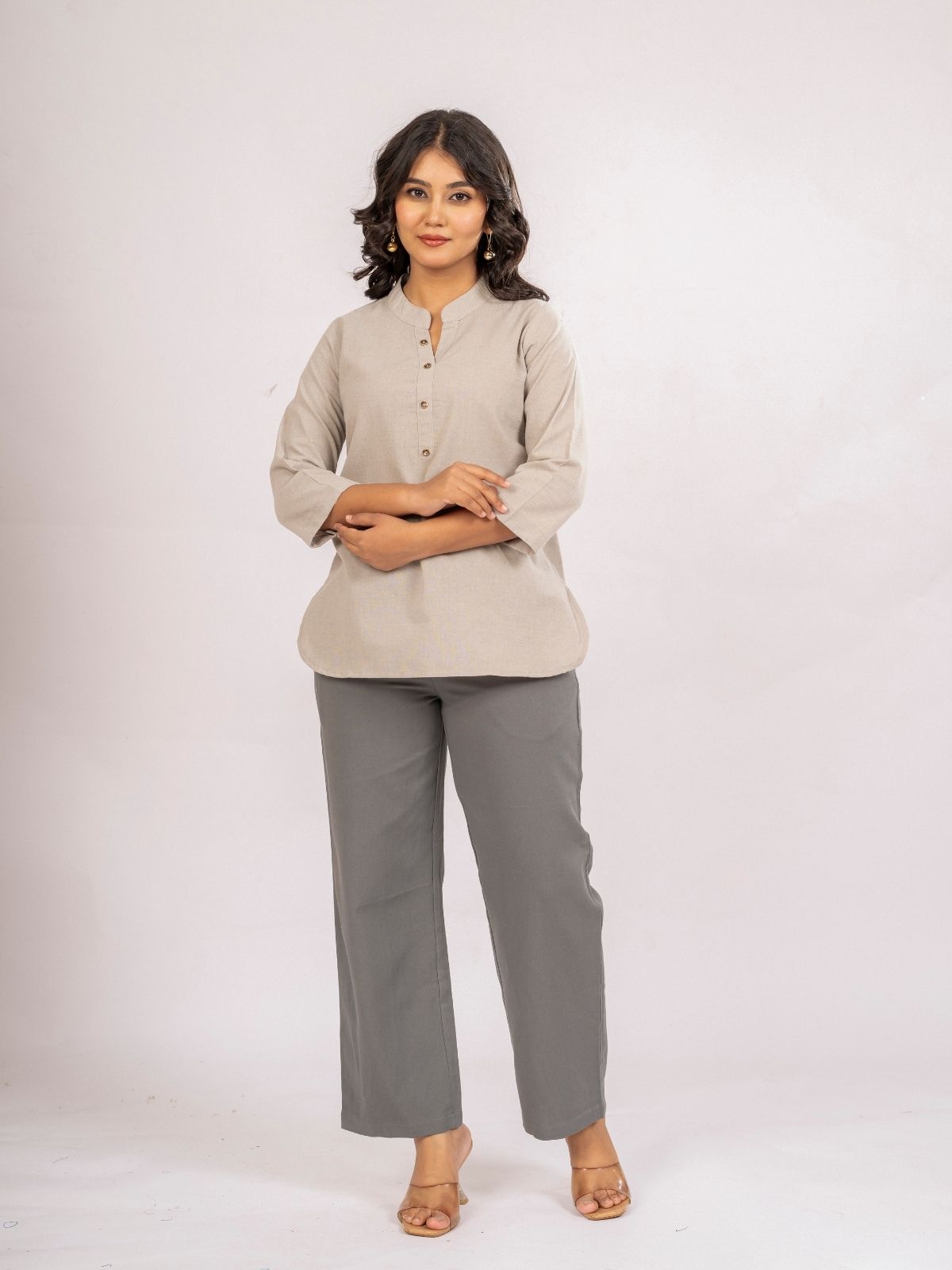 Light Grey Cotton Comfort Tops