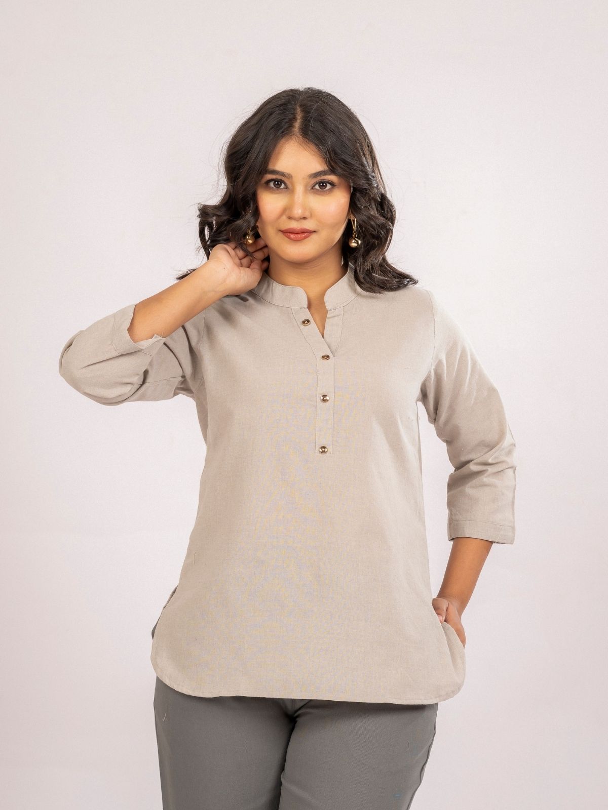 Light Grey Cotton Comfort Tops