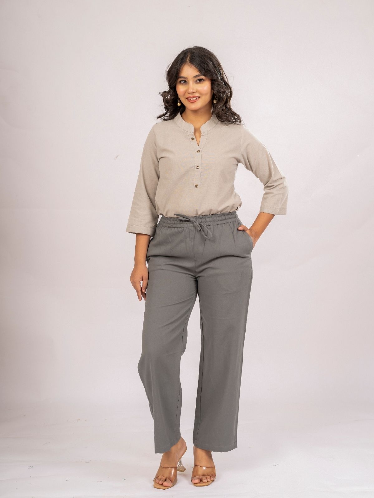 Light Grey Cotton Comfort Tops