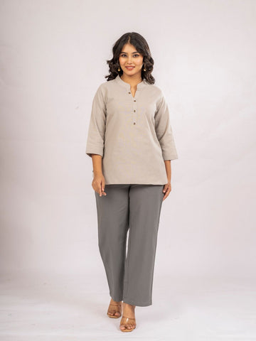Light Grey Cotton Comfort Tops