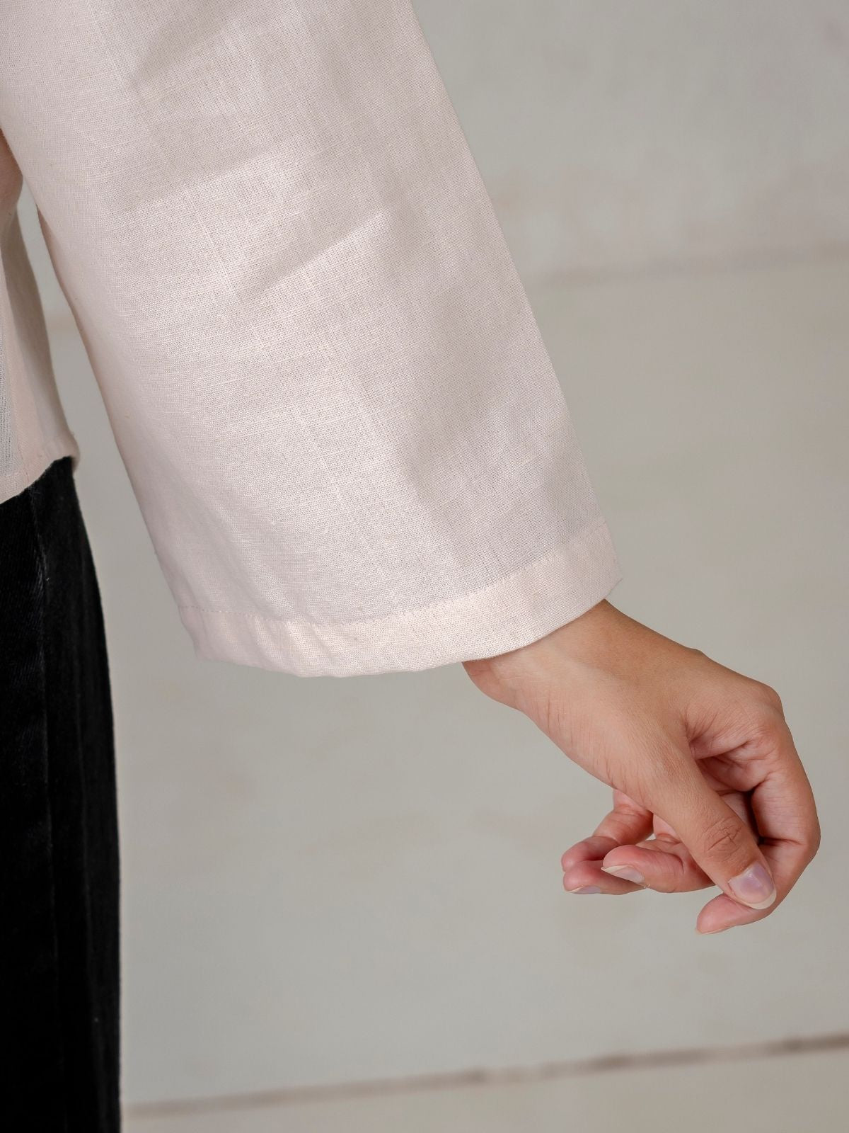 Light Pink Cotton bell Sleeves Shirts