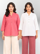 MauvePink & White Cotton Comfort Tops Combo