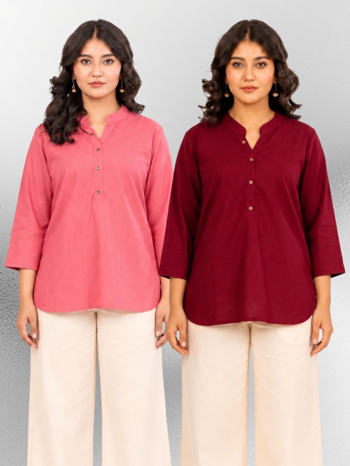 MauvePink & Wine Cotton Comfort Tops Combo