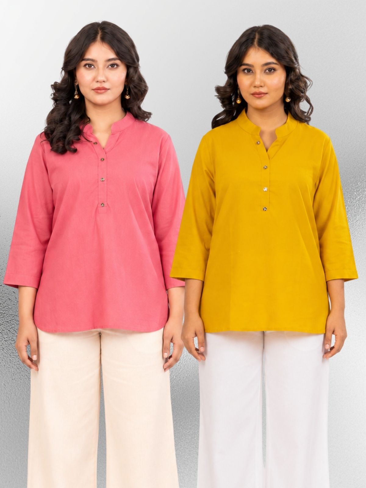 MauvePink & Yellow Cotton Comfort Tops Combo