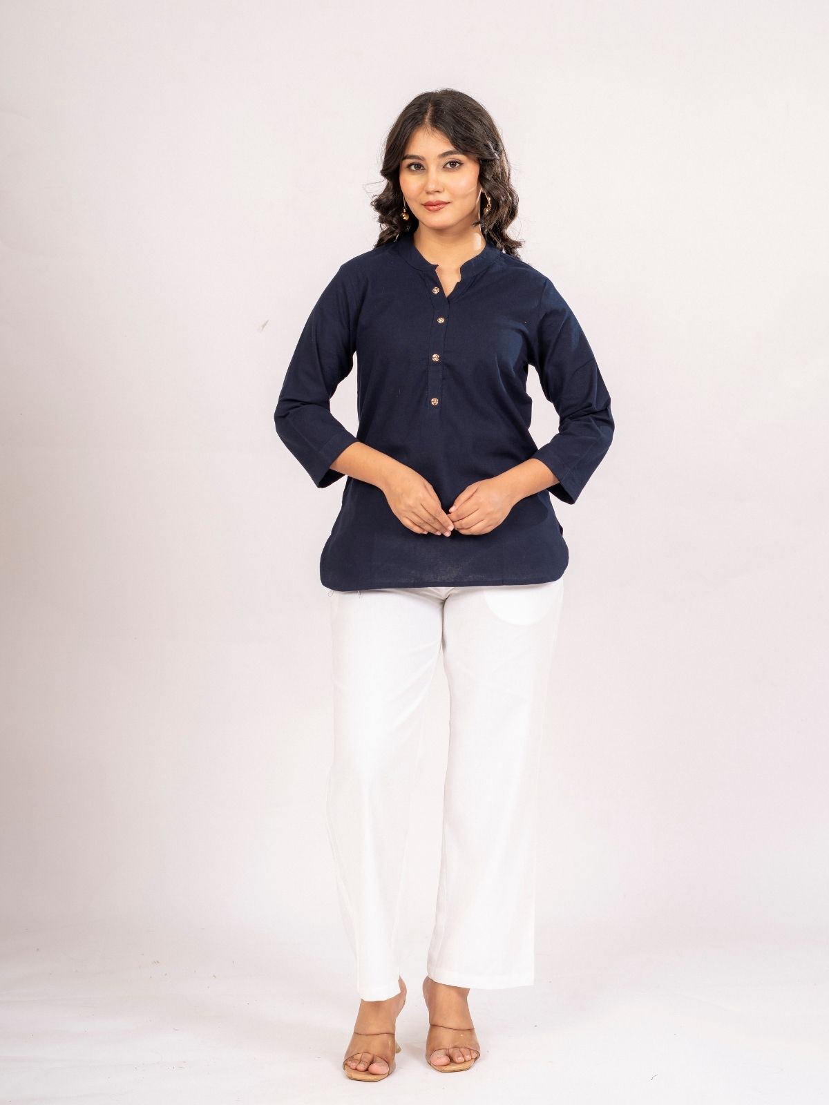 NavyBlue Cotton Comfort Tops