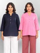 NavyBlue & Pink Cotton Comfort Tops Combo