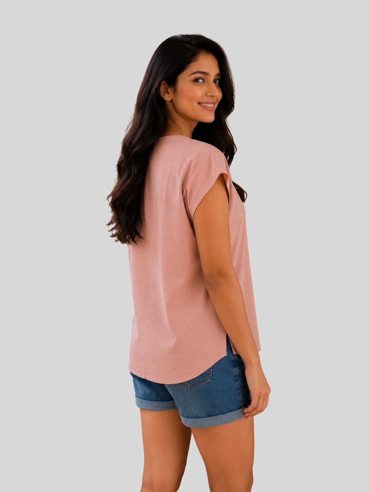 Beige & Peach Cotton Blends Tops Combo